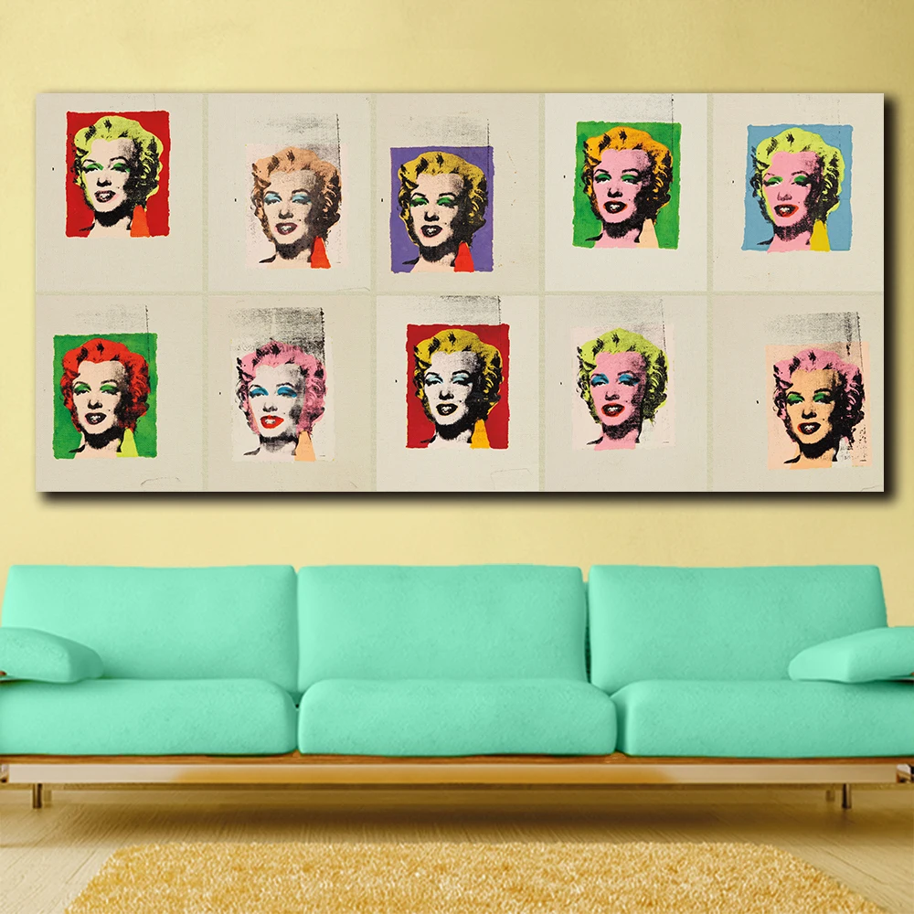 Large size Printing Oil Painting Ten works Andy Warhol Marilyn Wall Art canvas Print Pictures for living room and bedroom | Дом и сад