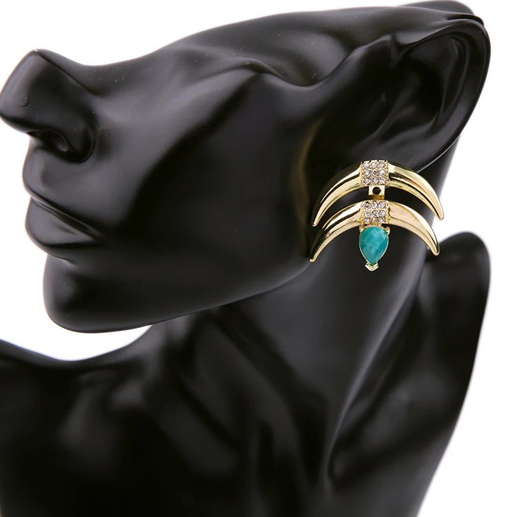New Arrival Luxury Europe Fashion Moon Blue Stone Earrings Women Brincos Vintage Bijoux Jewelry Gift E5245 | Украшения и