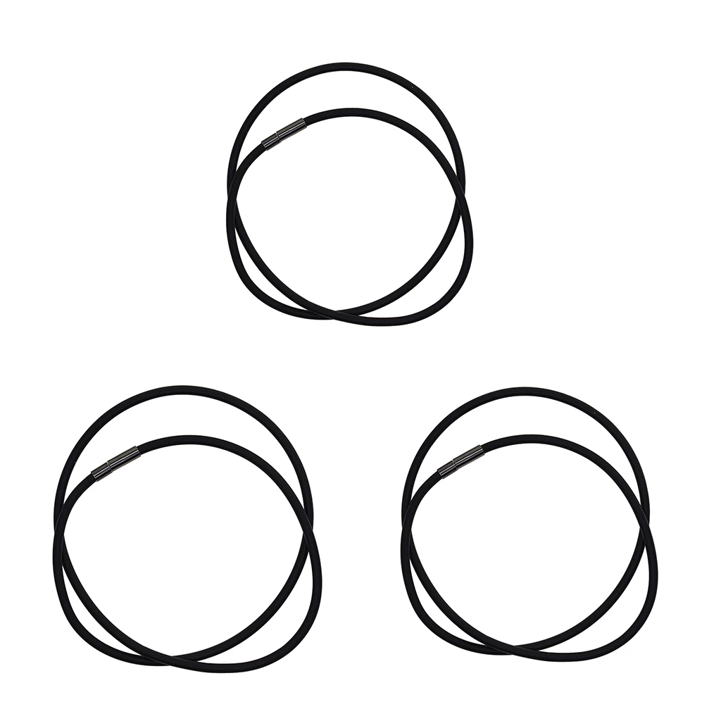 Ширина 3 мм медный черный резиновый шнур ожерелье цепочка (45 см/50 см/55 см) с