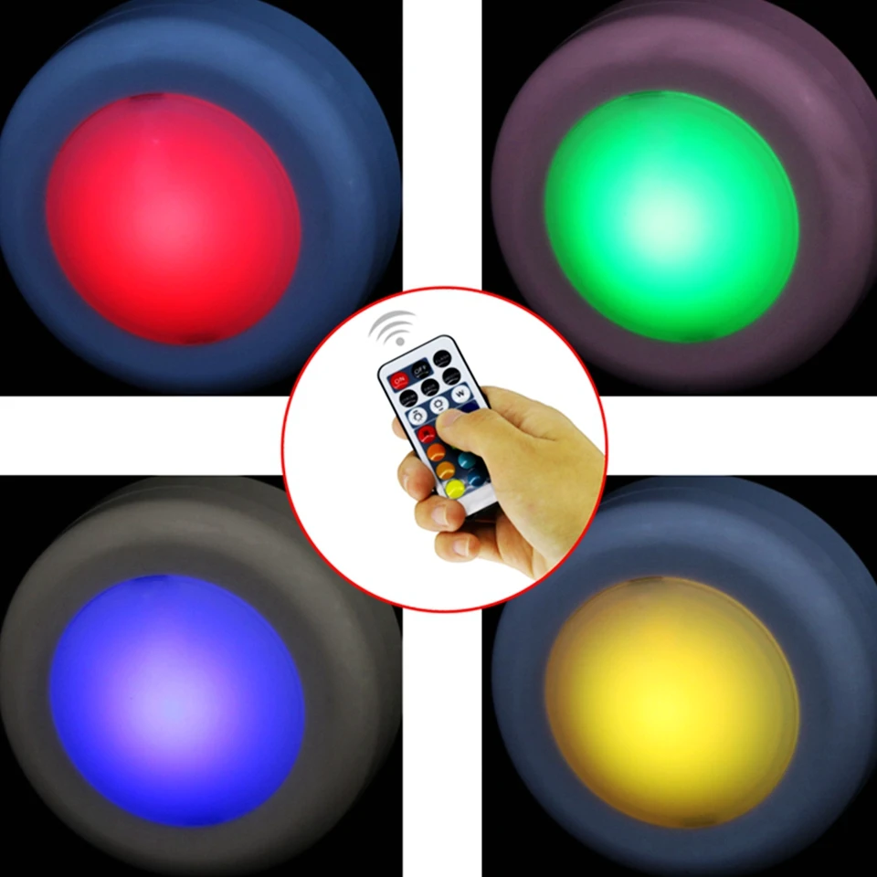Беспроводной ночник светодиодные светильники для шайбы 12 цветов RGB с