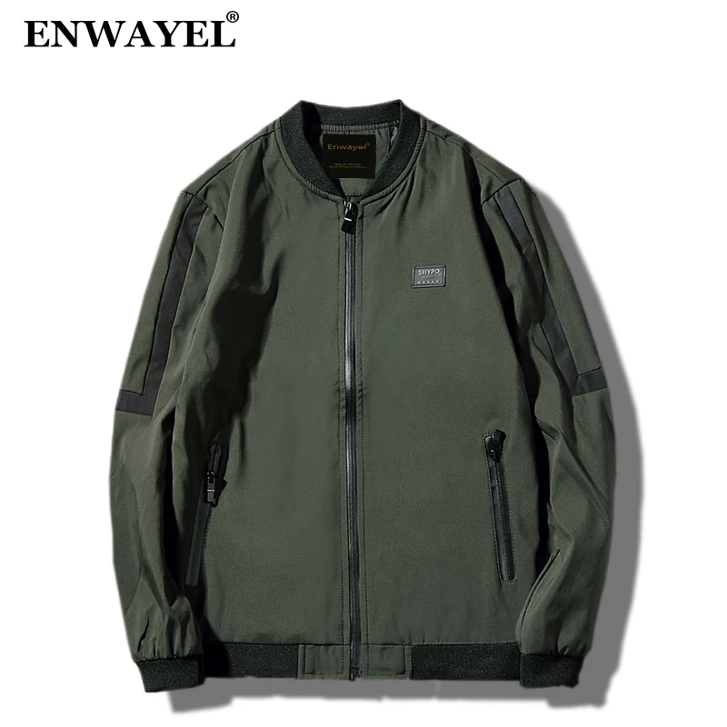 ENWAYEL 2018 Осенняя мода тонкие повседневные куртки Для мужчин пальто Slim Fit ветровка