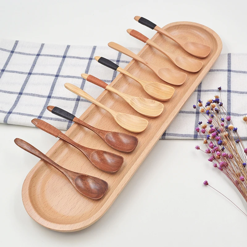 Деревянная ложка в японском стиле креативный десерт маленькая из цельной
