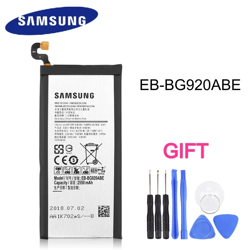 EB BG920ABE оригинальный Батарея для samsung GALAXY S6 G9200 G9208 G9209 G920F G920I G920 G920A G920V G920T G920P 2550 мА