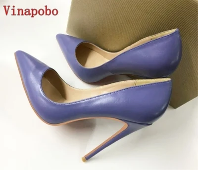 12cm Брендовая обувь; женская обувь на высоком каблуке; женские туфли-лодочки; женские туфли на шпильке; цвет черный, коричневый; свадебные туфли из матовой кожи на высоком каблуке 12 см - Цвет: 12cm