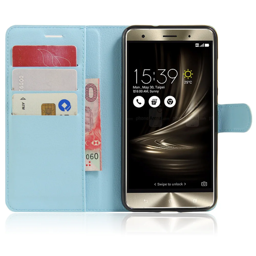 Новый стильный кожаный чехол-книжка с текстурой личи для Asus Zenfone 3 Deluxe ZS570KL 5 7