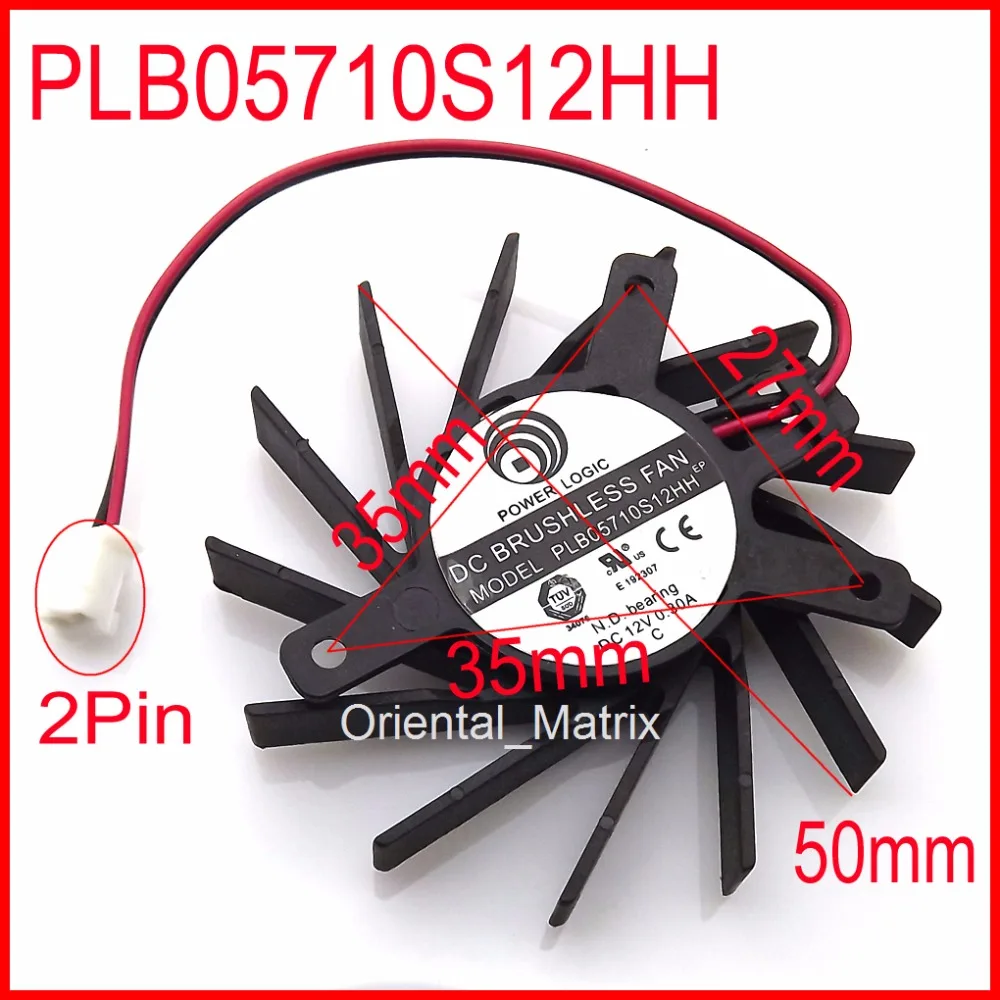 Вентилятор для охлаждения видеокарты PLB05710S12HH 49 мм 5010, 27 мм x 35 мм x 35 мм, 12 В, 0,30 А, 2 провода