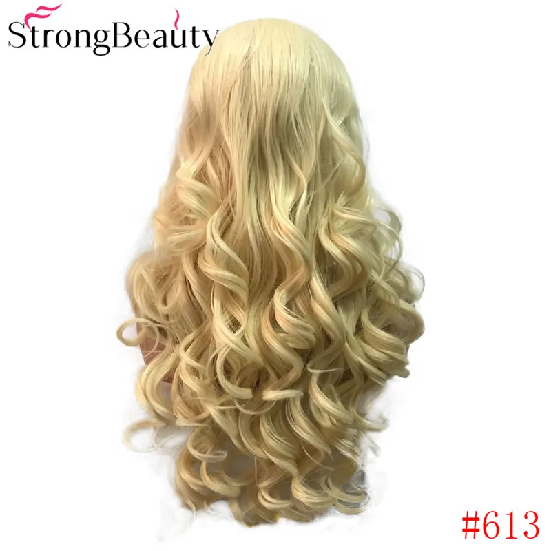 StrongBeauty синтетический парик с длинными кудрявыми волосами, натуральные парики, черный/коричневый/клубника/блонд, термостойкие волокна, Косплей парики