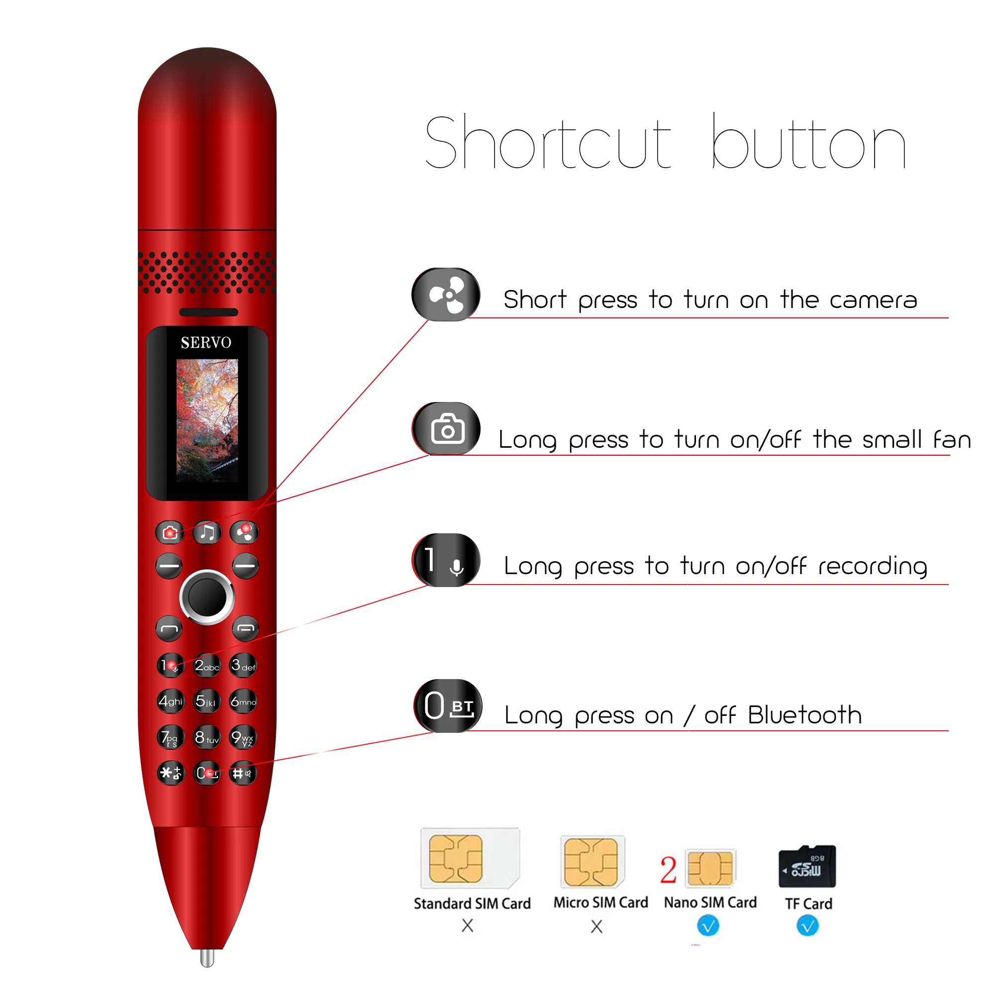 Электрический вентилятор мобильный телефон SERVO K08 0 96 &quotкрошечный экран GSM Dual SIM