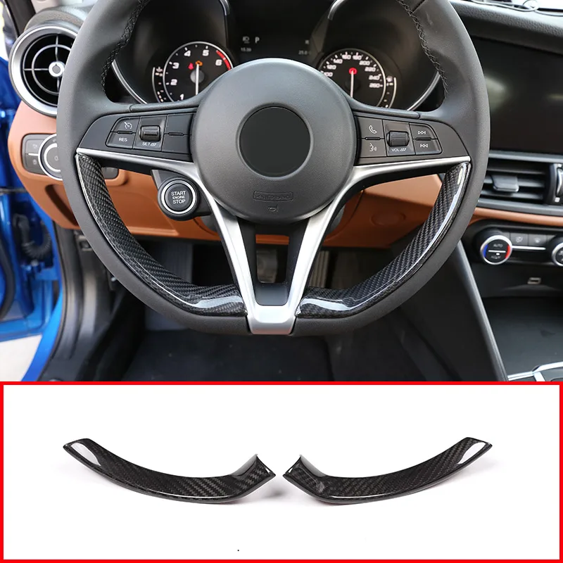 

Real Carbon Fiber Steering Wheel Decoration Frame Strip Cover Trim for Alfa Romeo Giulia Stelvio 2017-2019 Car Accessories