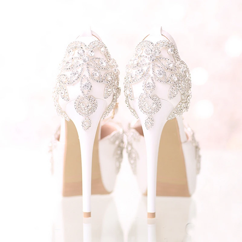 Туфли-лодочки женские свадебные с ремешком на щиколотке удобные туфли-лодочки