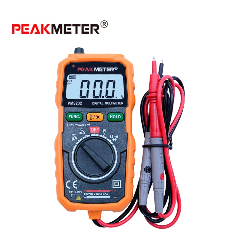 PEAKMETER Бесконтактный мини цифровой мультиметр PM8232 DC AC Напряжение Ток Тестер удержания данных Амперметр Портативный измеритель напряжения - Цвет: Digital Multimeter