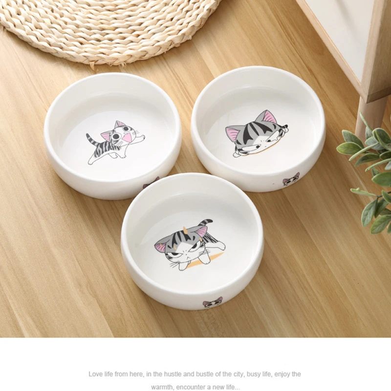 Керамическая миска для домашних животных с мультяшным узором кошек воды