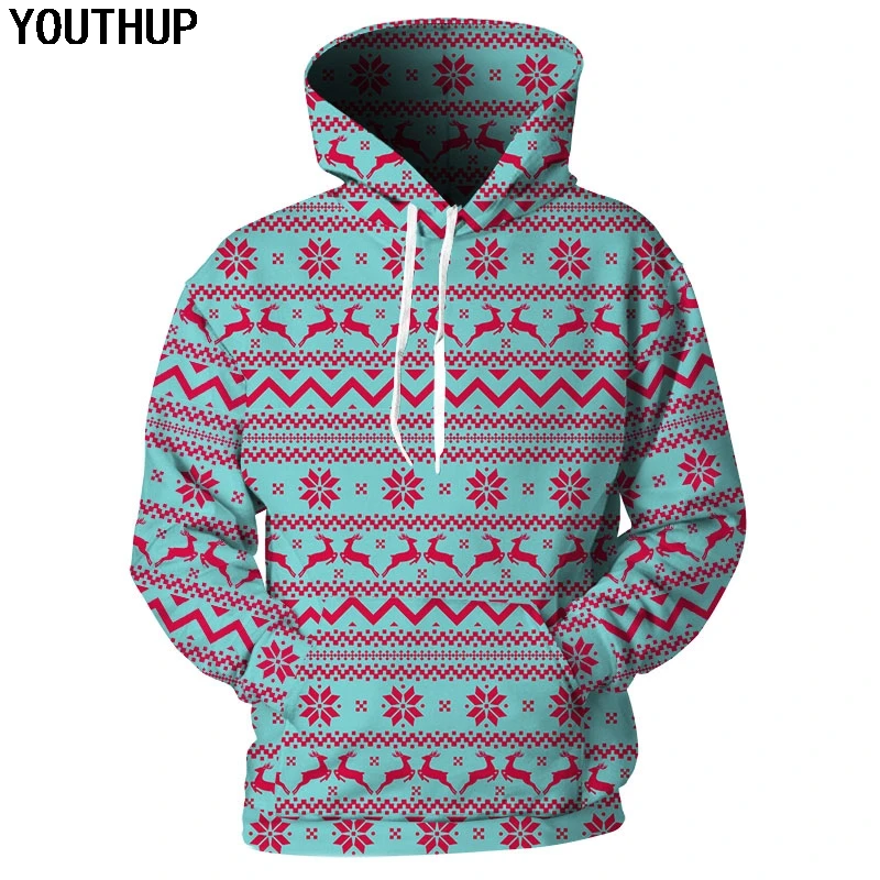 YOUTHUP 2020 Рождественские толстовки мужские/женские полосатые с капюшоном принтом