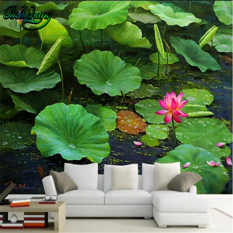 Beibehang пользовательские большие настенные фрески средне-летний пруд красный