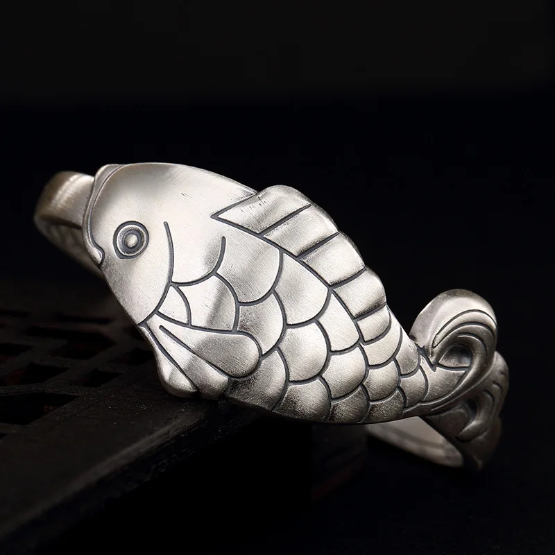 

New Hot silver S990 silver has annual fish, lotus, pure silver, Real opening, matte bracelet bracelet, wholesale agent.