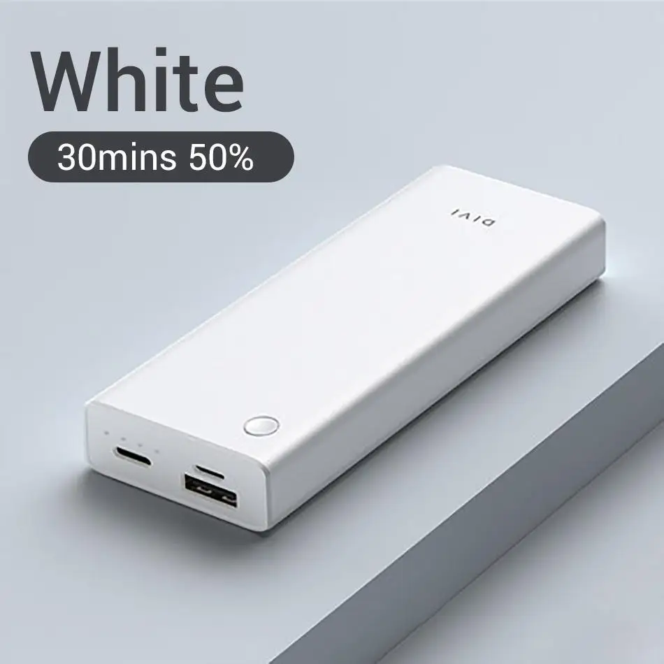 White DIVI 10000 мАч, мини внешний аккумулятор, портативное зарядное устройство типа C, 3 А, быстрая зарядка для iPhone, Xiaomi Mi 9, внешний аккумулятор, зарядное устройство - Цвет: White