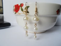 fashion white vintage type pearl earrings drop earringsgood quanlity oem romantic gold color pearl earring for back finding