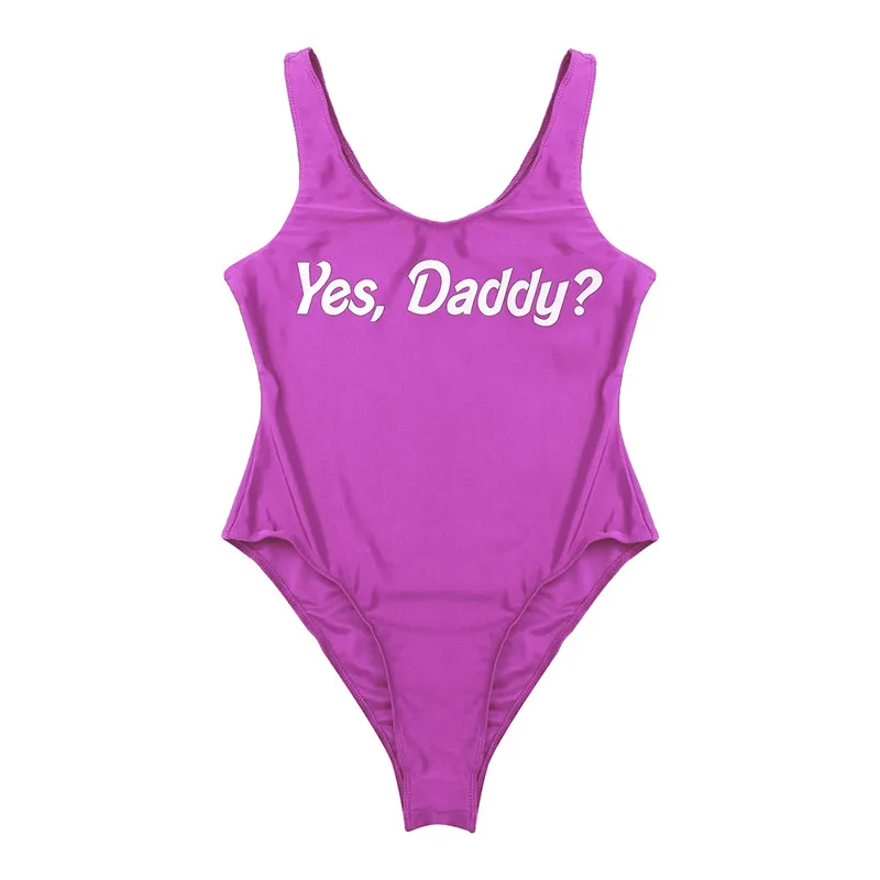 Для женщин Yes Daddy с буквенным принтом купальник высокими плавками Одна деталь