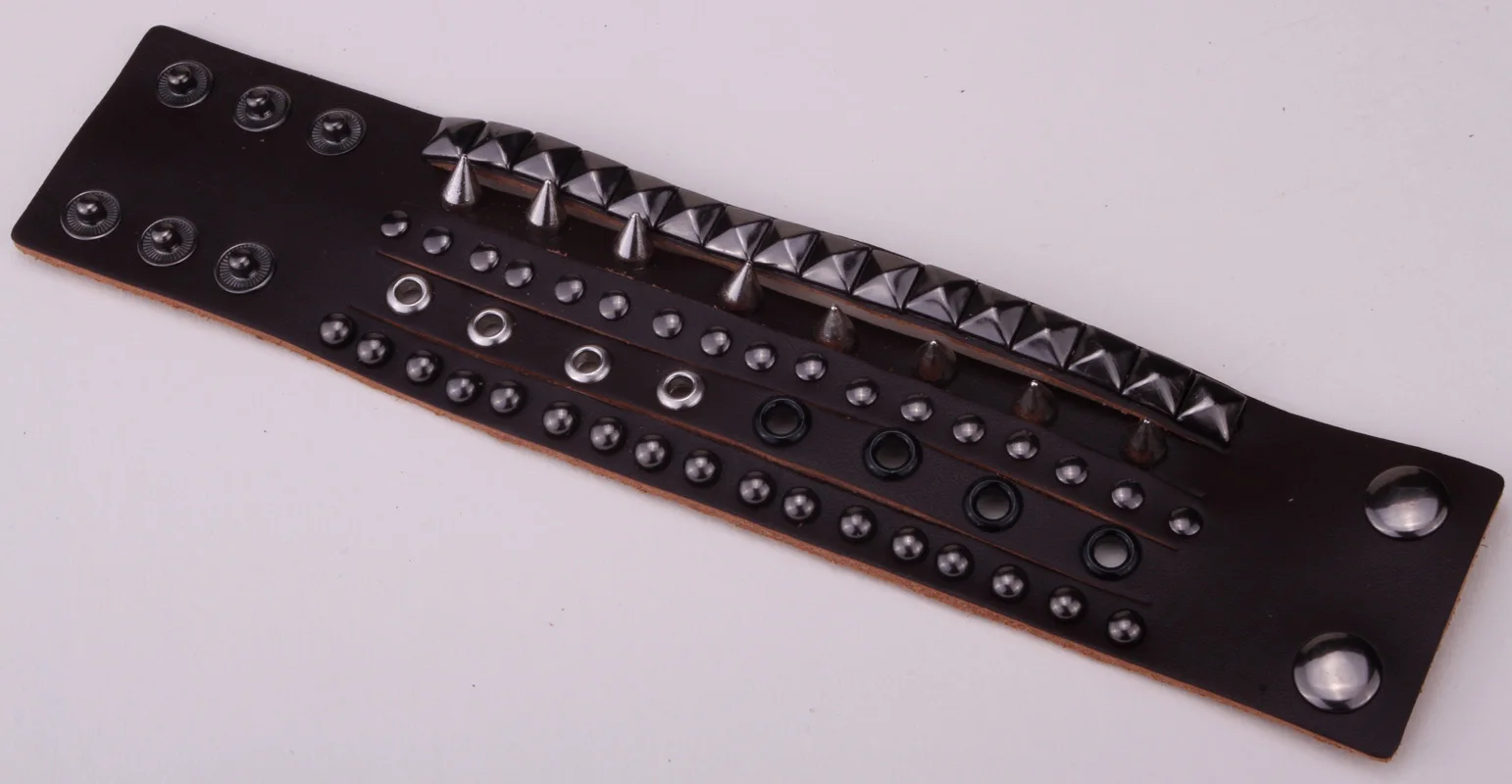 Спайк Кожаный браслет Байкер ювелирные изделия для мужчин женщин Регулируемый