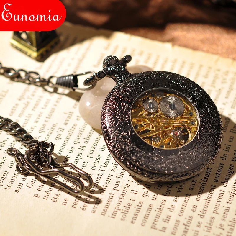 Влюбленные в Париже стимпанк карманные часы скелетоны крутые винтажные с цепью