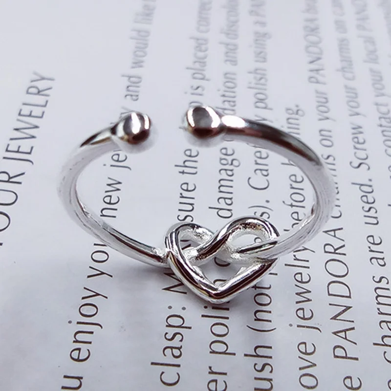 Женское кольцо с сердечком Infinity Knot классическое из стерлингового серебра 925