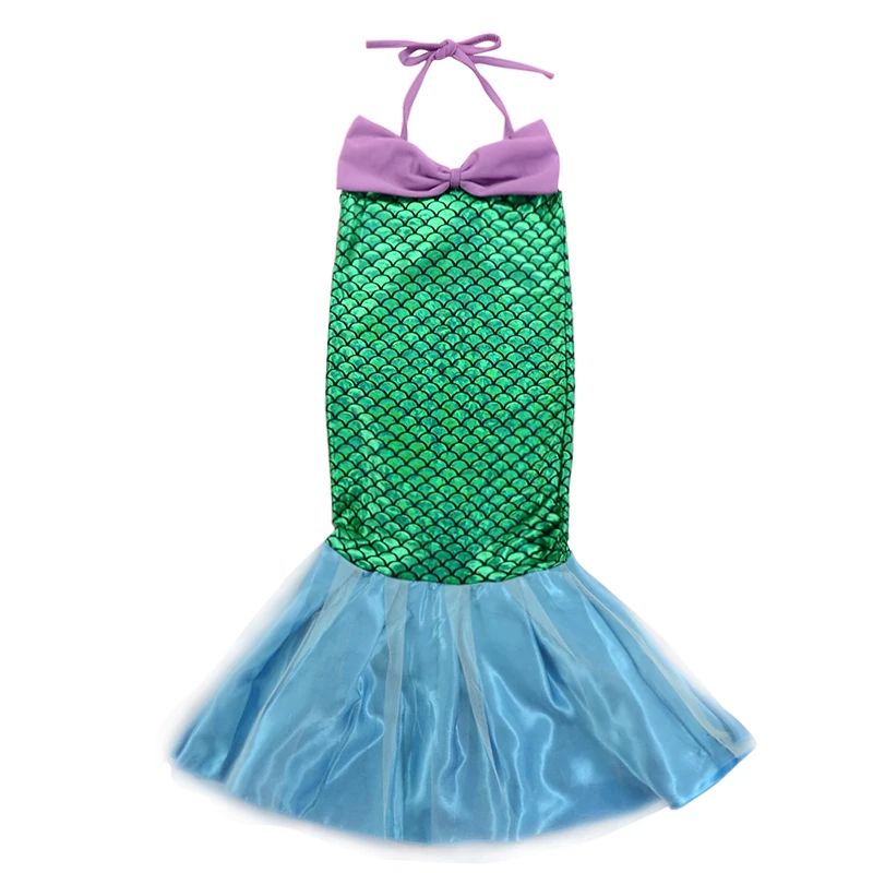 Kids Girl Little Mermaid Princess Ariel Dress Cosplay Costume Children Halloween Clothes Green Fancy Dress for Girls Party Prom - Цвет: Dress J
