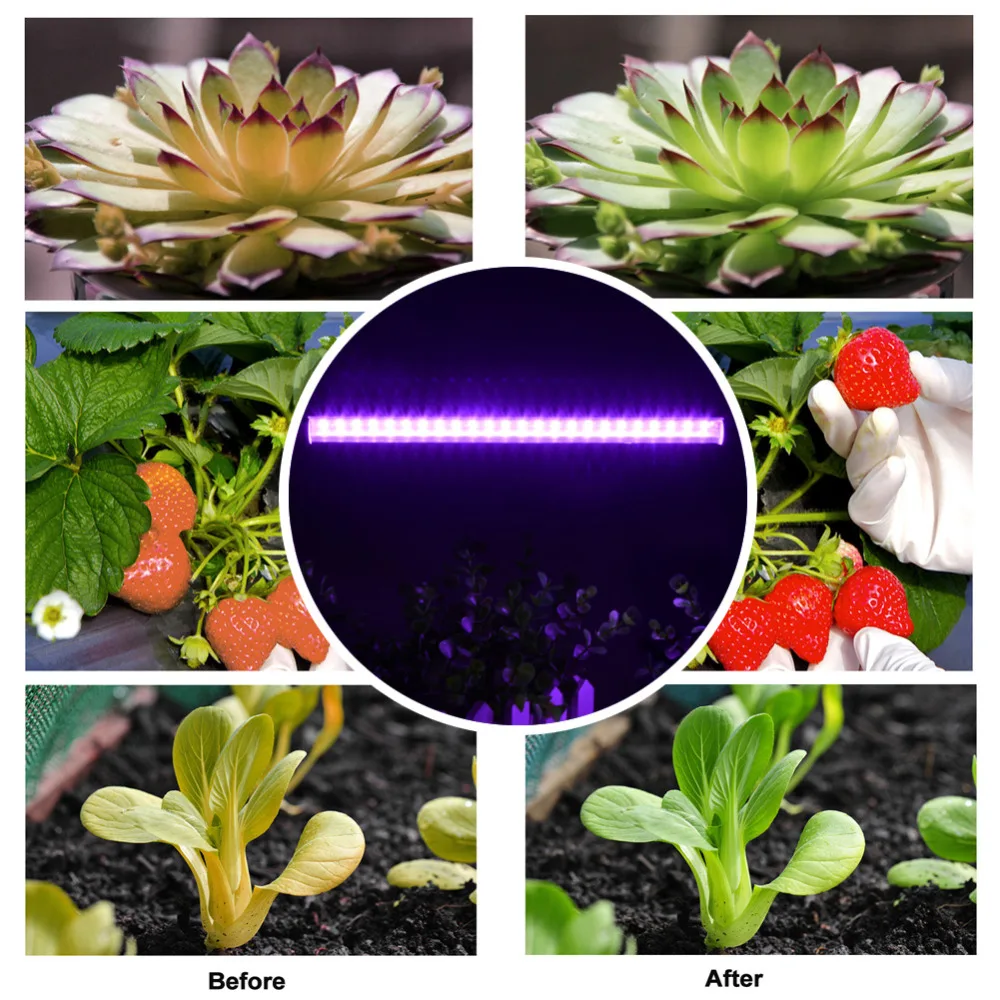

24 LED Grow Light Bar Indoor Hydroponics Plants Flower Grow Lamps Straps For Indoor Greenhouse Grow Tent Plants Light Adapter