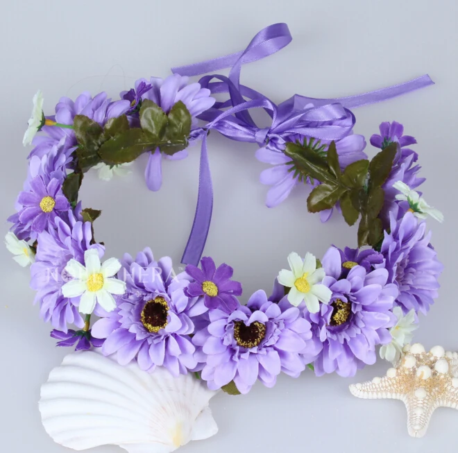 2016Head Wreath &amp Garland Artificial pink Daisy Flower Hair Bridal Accessory Decorative Flowers&amp Wreaths For travel |