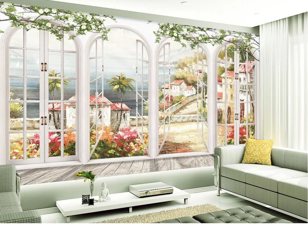 Рисунок Европейский пейзаж 3d ТВ фон на заказ фото обои большой 3D стерео