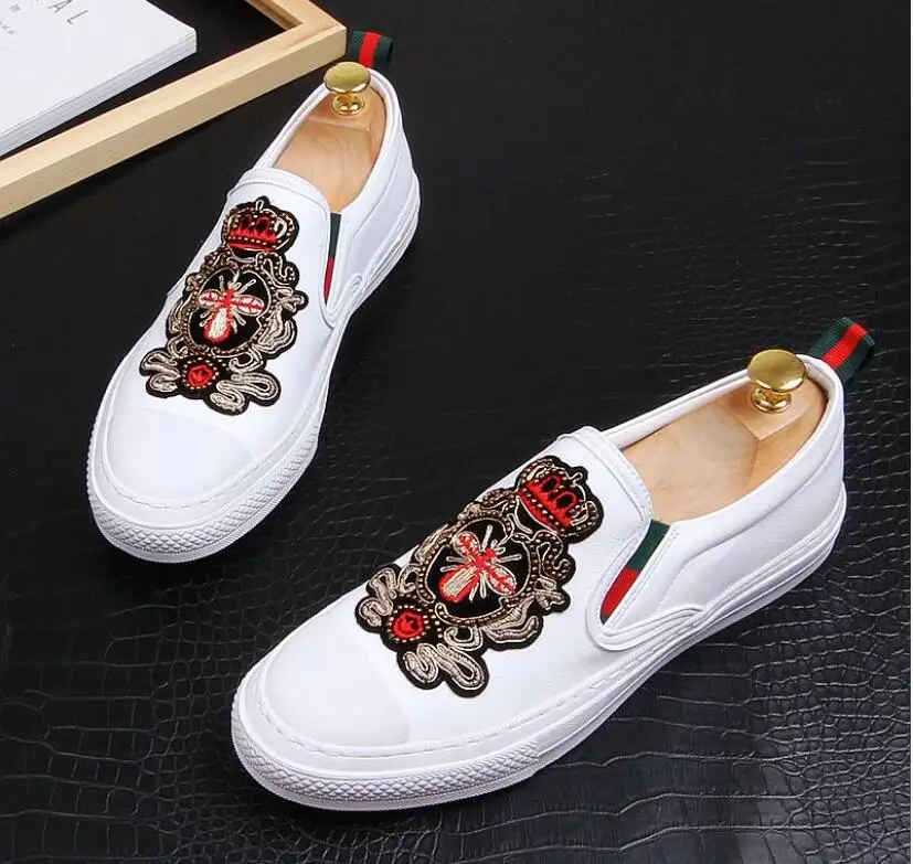 NEW Luxury embroidery bees Casual Shoes Men Loafers Slip on High Quality Designer Shoes Men Moccasins Sneaker Footwear Male