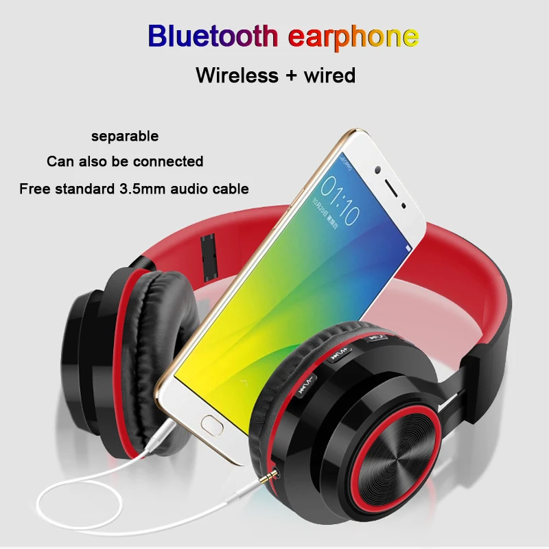 Беспроводные + Проводные Bluetooth наушники TF MP3 FM функция три в одном новая