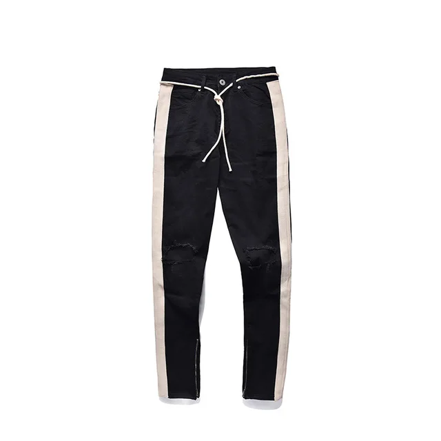 black jeans Plegie Новые Брюки мужские обтягивающие джинсы мужские уличные рваные джинсы для мужчин облегающие джинсы на молнии джинсы в стиле хип-хоп Homme Denim - Цвет: black jeans