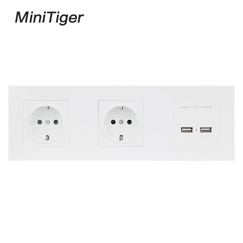 Minitiger настенный ПК панель двойная розетка 16А ЕС электрическая двойной USB умный