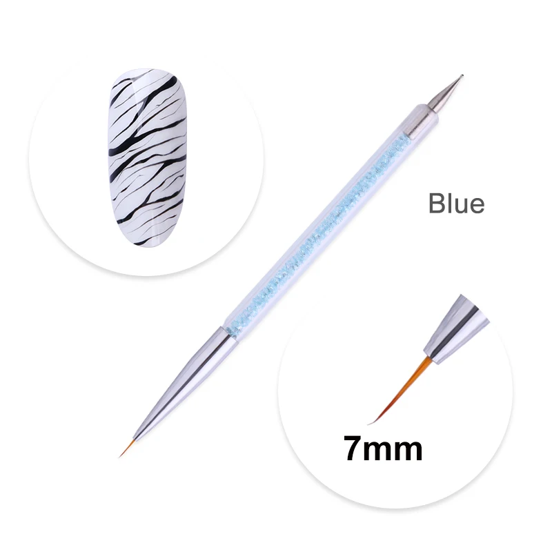 7mm blue Синие, черные, фиолетовые стразы, кисть для ногтей 5 мм, 7 мм, 11 мм, многоразмерная ручка для рисования, инструмент для маникюра, дизайна ногтей - Цвет: 7mm blue