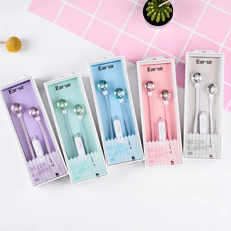 CHICLITS милые наушники в виде кролика из мультфильма карамельного цвета 3 5 мм