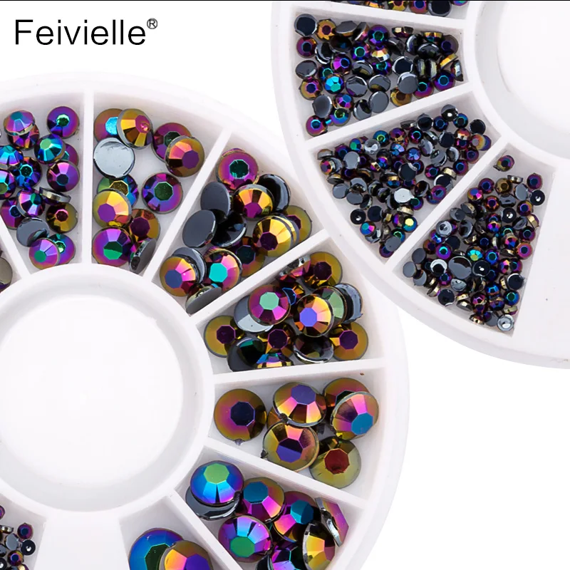 Feivielle 1 колесо Стразы для дизайна ногтей Новые кристаллические блестящие