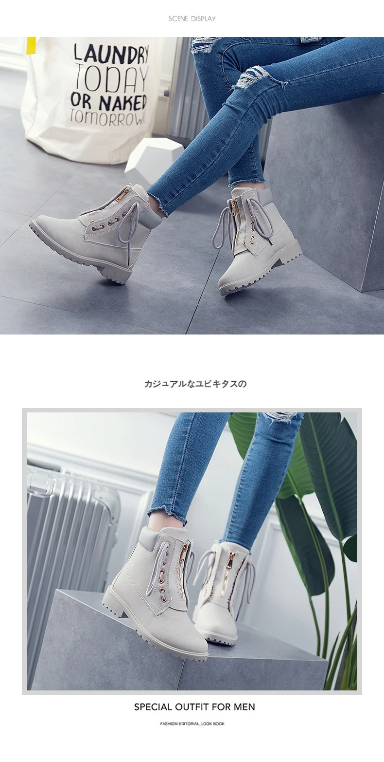 SFQSHUP/Новинка года; Зимние Модные женские ботильоны на шнуровке; botas femininas; Черные Ботинки martin в охотничьем стиле; женская обувь; размеры