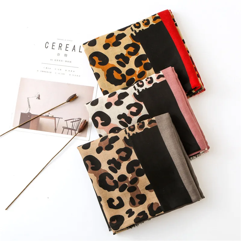 Женский модный шарф в горошек с леопардовым принтом шаль из вискозы на осень и