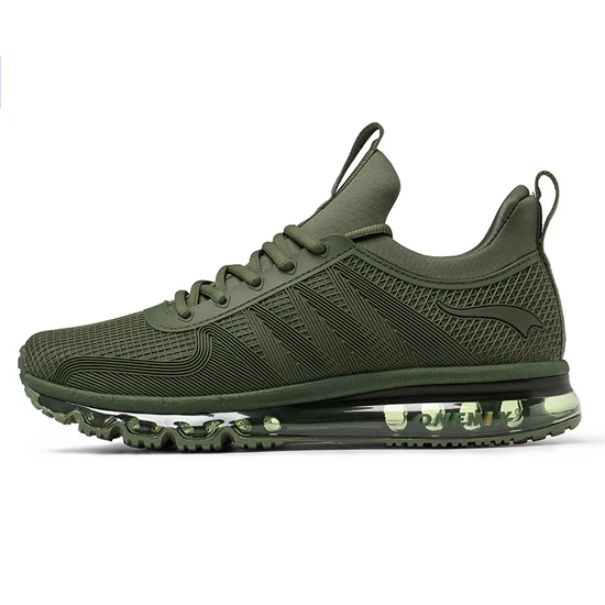 navy green ONEMIX/Модная Мужская Повседневная обувь; высокие кроссовки с воздушной подушкой для бега; цельнокроеный дизайн; легко снимаются; уличные спортивные кроссовки - Цвет: navy green