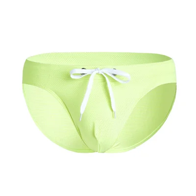 Fluorescent green Однотонная мужская одежда для плавания, сексуальный купальный костюм, водонепроницаемые плавки для купания, плавки для купания, пляжные шорты, бикини для геев, хит 111 - Цвет: Fluorescent green