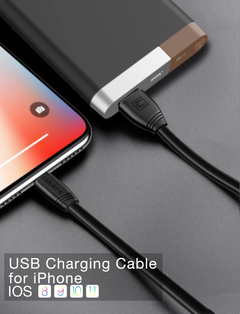CAFELE плоский USB кабель для зарядки для iphone X 8 7 6S 6 Plus 5S кабель для синхронизации данных для IOS 11 10 9 прочный без скручивания