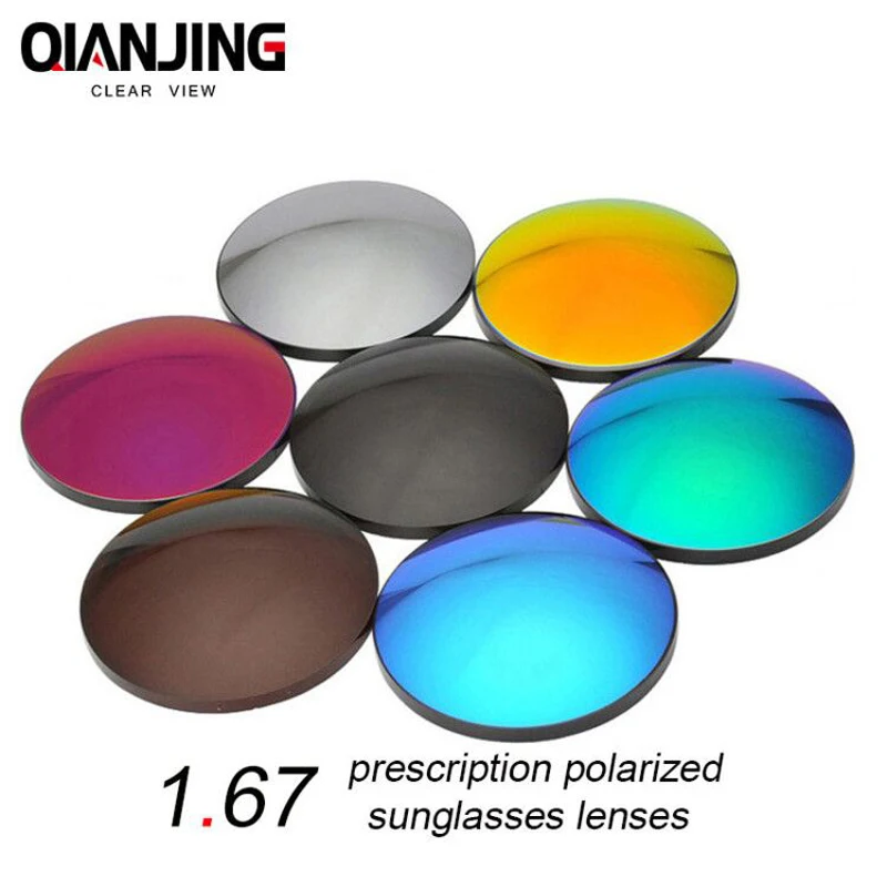 QIANJING 1.67 CR-39 Polarized Sunglasses Prescription Optical Lenses for Driving Fishing UV400 Anti-Glare Polarized Myopic Lens