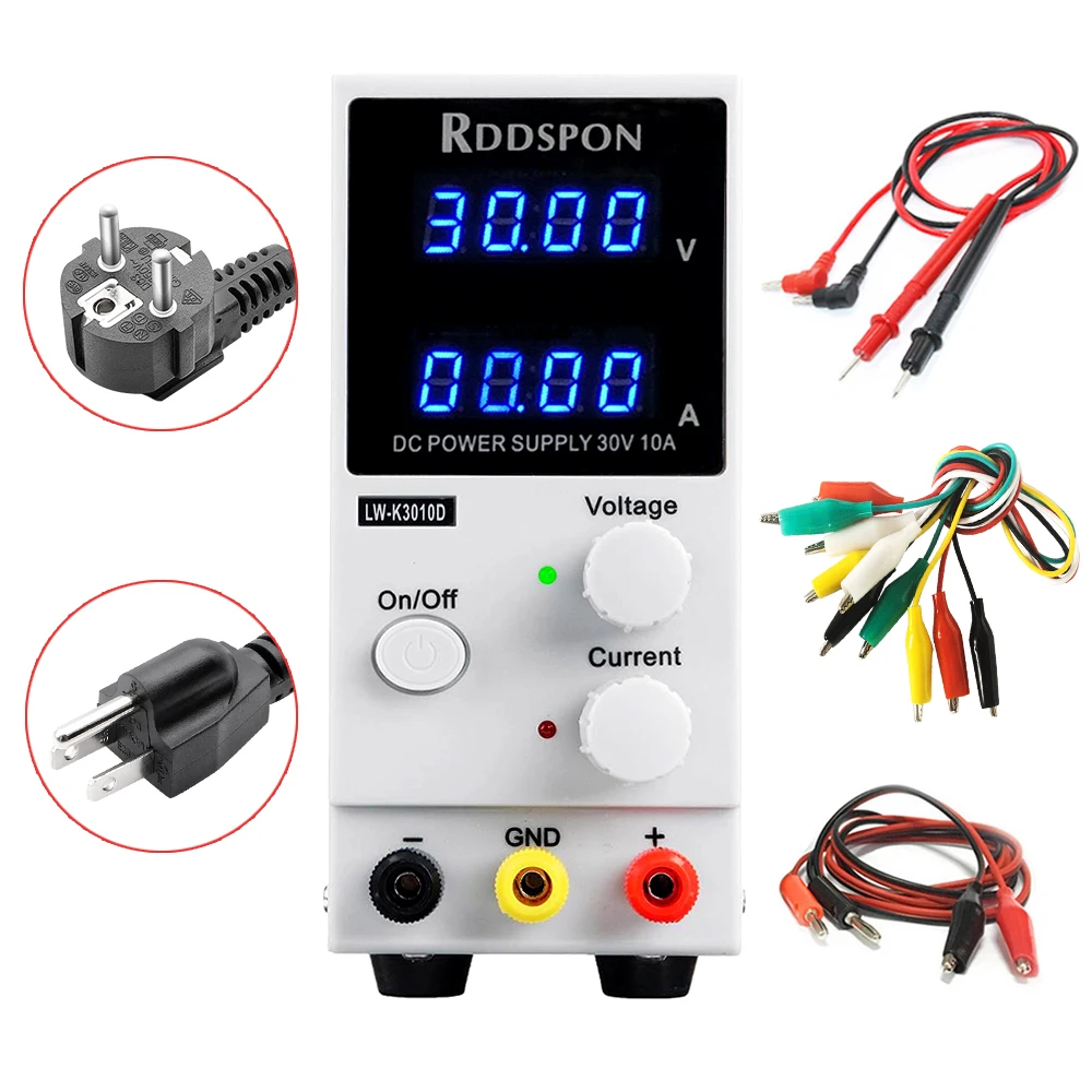 RDDSPON 3010D DC Регулируемый источник питания 4-разрядный дисплей зарядки 30 V 10A переключатель лабораторный блок питания регулятора напряжения