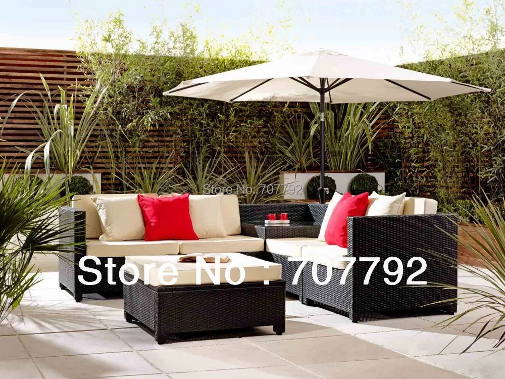 Новинка! Эксклюзивный комфорт 4 местный открытый плетеный патио мебель диван