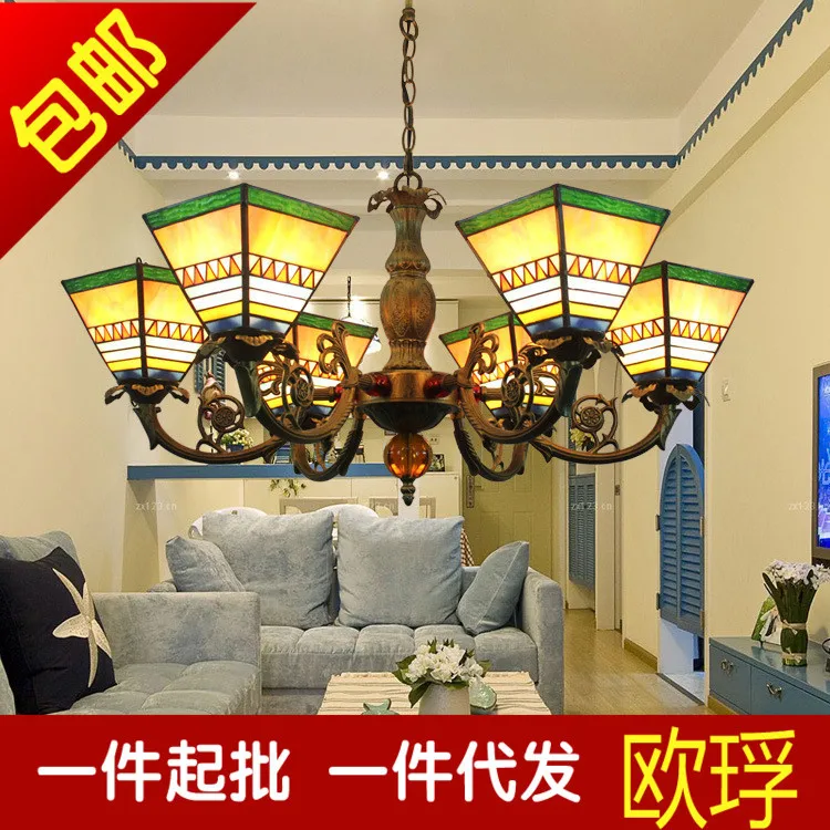 Европейский Средиземноморский Подвесной Светильник Тиффани витражный