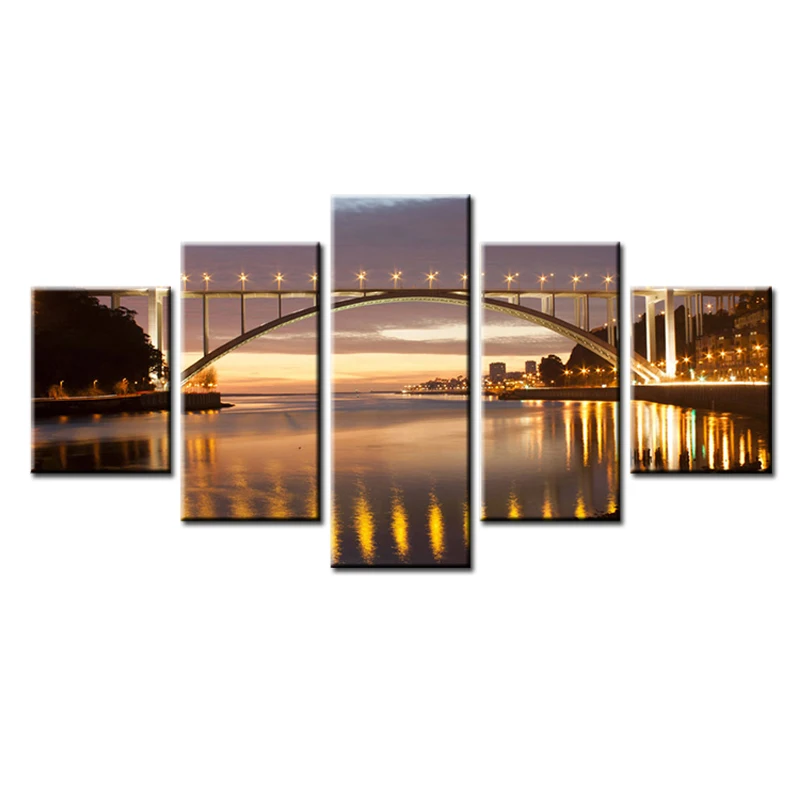 Картина на холсте Ночной мост для гостиной 5 шт.|picture for living room|wall picturespainting picture |