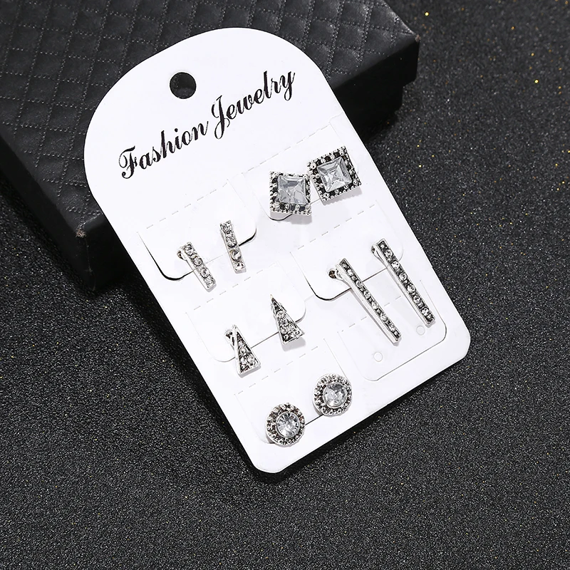 YAOLOGE геометрические круглые треугольные серьги-гвоздики Комплект сережек для