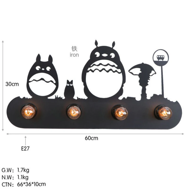 Настенный светильник Эдисона в стиле ретро с двойной секцией из кованого железа |