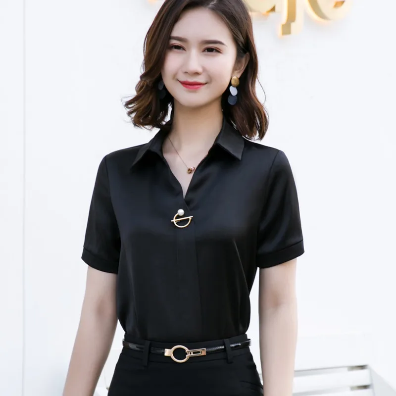 Naviu Новая модная рубашка летние женские топы и блузки с коротким рукавом blusas для офисный официальный для женщин одежда