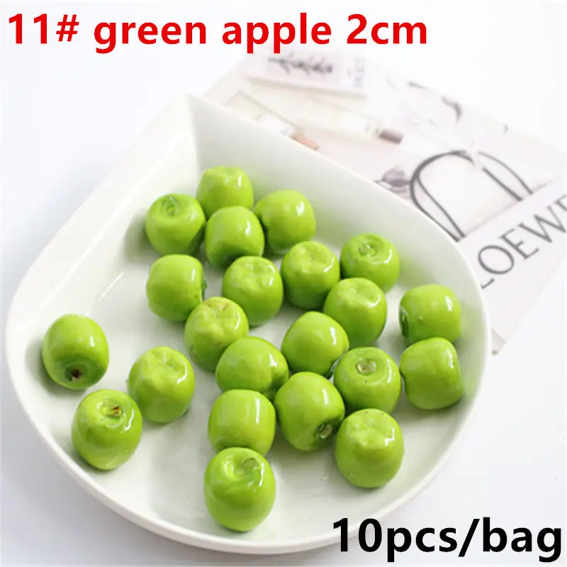 

Hot sale10Pcs Mini Simulation Super Small Apples Foam Plastic Fake Artificial Fruit Model House Party Kitchen Wedding Decoration